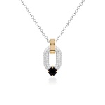 Oval Drop Link Necklace Set Black