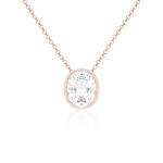 Classic Oval Bezel Setting Necklace Rose Gold plated