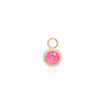 Round Earring Charm Yellow gold-plated Lotus Pink Delite