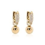 CHARM EARRINGS CRYSTAL BALL YELLOW GOLD-PLATED