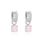 Modern Classics Round Charm Earring Set Rose Wter Opal Rhodium plated