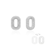 Two-sided Sparkling MOP Charms Rhodium plated