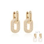 Two-sided Sparkling MOP Link Set Yellow gold-plated