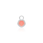 Sparkling Enamel Single Charm Rhodium Plated Light Coral