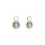 Cat Eye Earring Charms Yellow Gold plated Blueberry Smoke