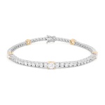 Accent Stone Tennis Bracelet Rhodium/Yellow Gold-plating