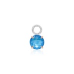 Sparkling Electric Necklace Charm Blue Rose gold-plated prongs