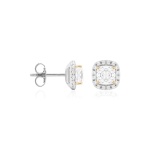 Small Cushion Stud Earrings Yellow gold-plated prongs