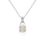 Pavé Cushion Necklace Set Yellow Goldplated Prongs