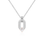 Oval Drop Link Necklace Set Crystal