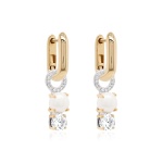 Freshwater Pearl Drop & Yellow gold-plated Link Earring set Crystal