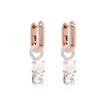 Freshwater Pearl Drop & Rose gold-plated Link Earring set Crystal
