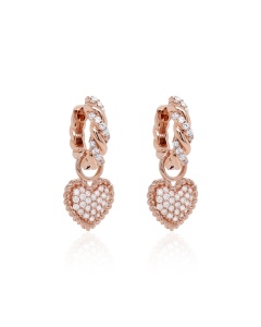 Sparkling Knoty Earrings Rose gold-plated Pavé Heart Charms