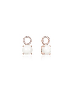 Sparkling Freshwater Pearl charms Rose-gold plated 8mm