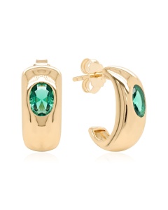 Emerald Bold Brilliance Stud Earrings Yellow gold plated